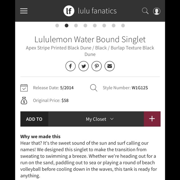🍋 Lululemon Water Bound Singlet top - Picture 3 of 8